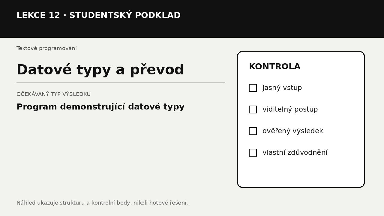 Náhled typu výsledku